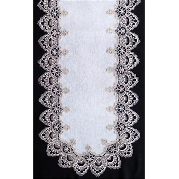 Sinobrite Sinobrite H8139-F2 Gold Lace Oval Runner; 16 x 54 in. H8139/F2(16x54) - main
